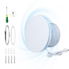 Bathroom Round Exhaust Fan, 140CFM 35dB 6" Duct 8.3" Panel ABS Vent Fan Wall-...