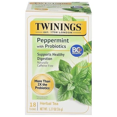 Twinings Probiotics Peppermint Fennel Tea, 18 Tea Bags