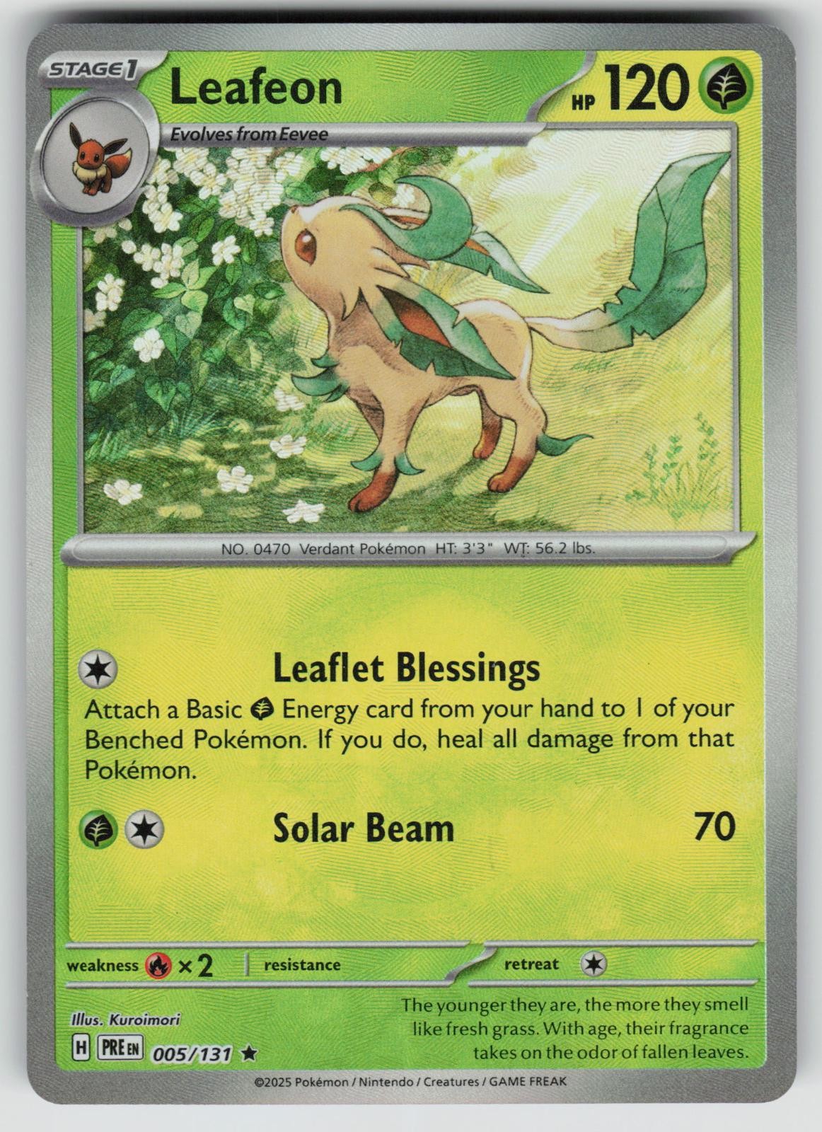 LEAFEON (POKE BALL PATTERN) 005/131 HOLO PRISMATIC EVOLUTIONS POKEMON HOLO NM/M