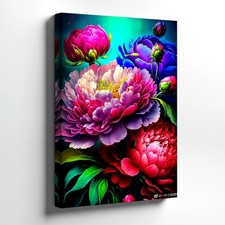 Wall Art Colorful Peony Flowers Canvas Print Floral Bloom Botanical Home Decor