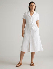 Quince 100% European Linen Button Front White Dress No Belt size S