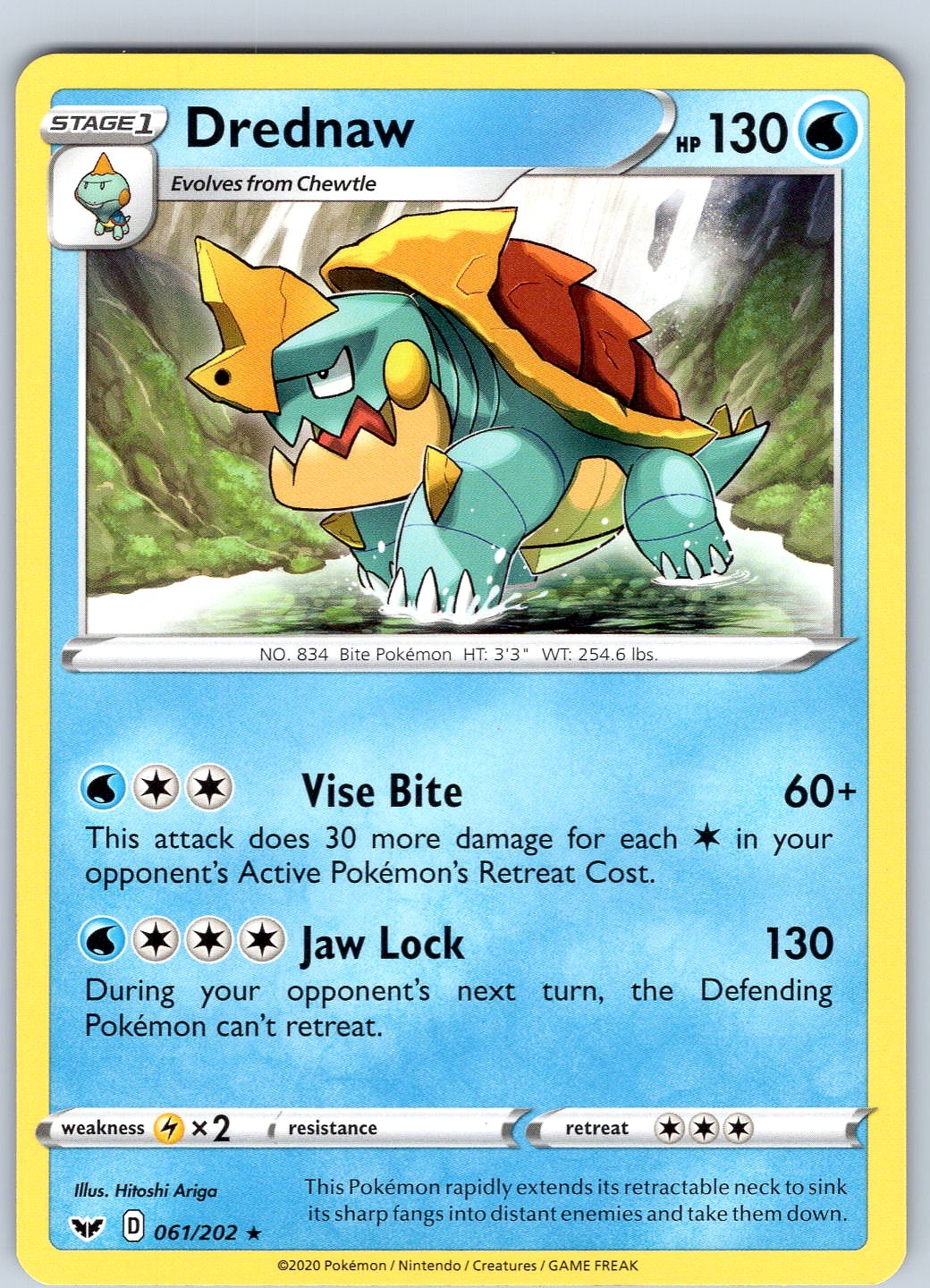 Pokemon TCG Drednaw Sword & Shield Base Set 061/202 Regular Rare Card NM