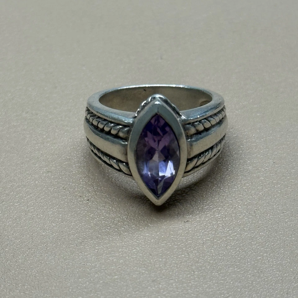 Anillo Judith Ripka Plata de Ley 925 Amatista Banda Talla 6 Foto 4 de 4