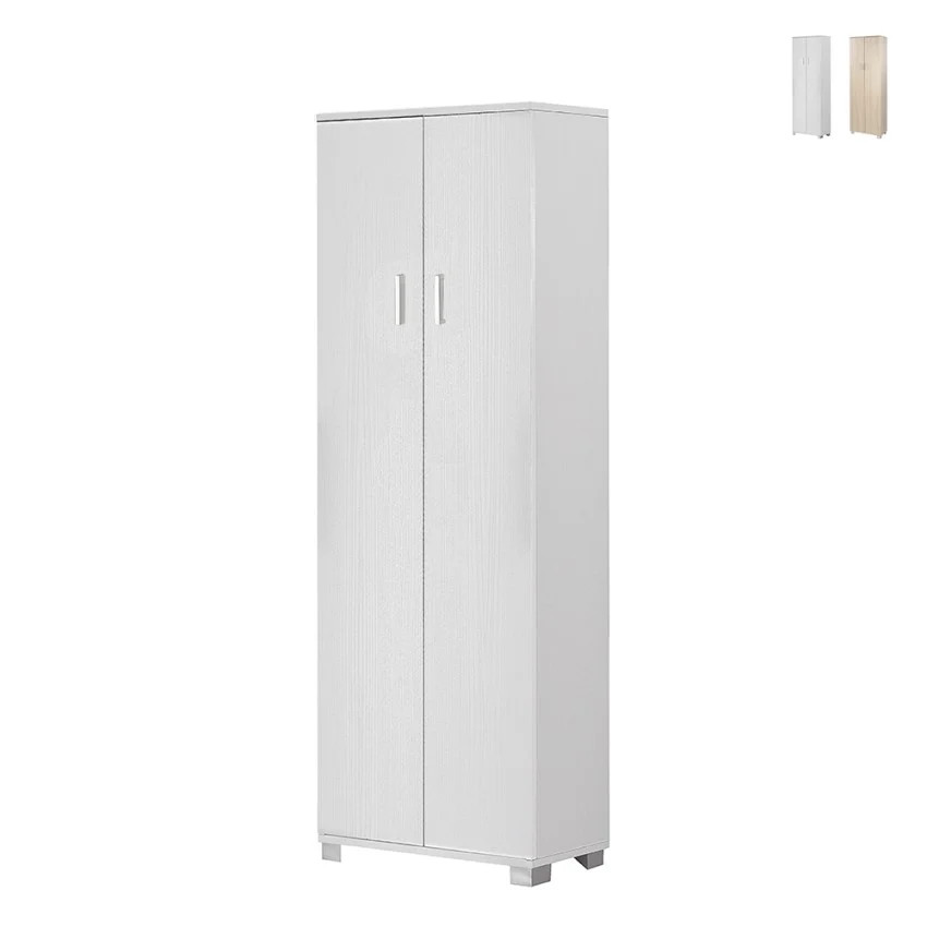 Armoire entrée et salon Argus meuble polyvalent 2 portes bois clair