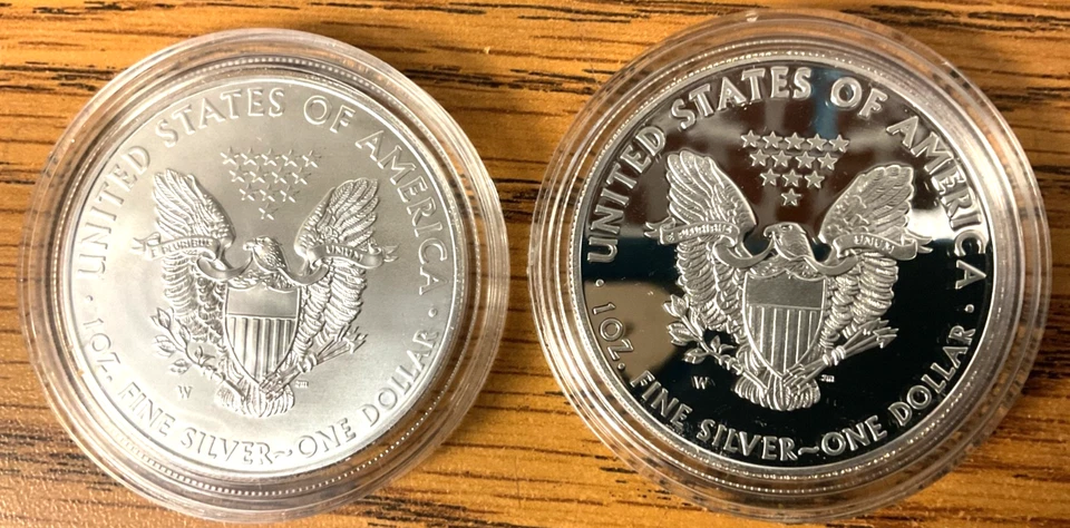 Juego de 5 monedas American Silver Eagle 2011 25 aniversario. Foto 4 de 4