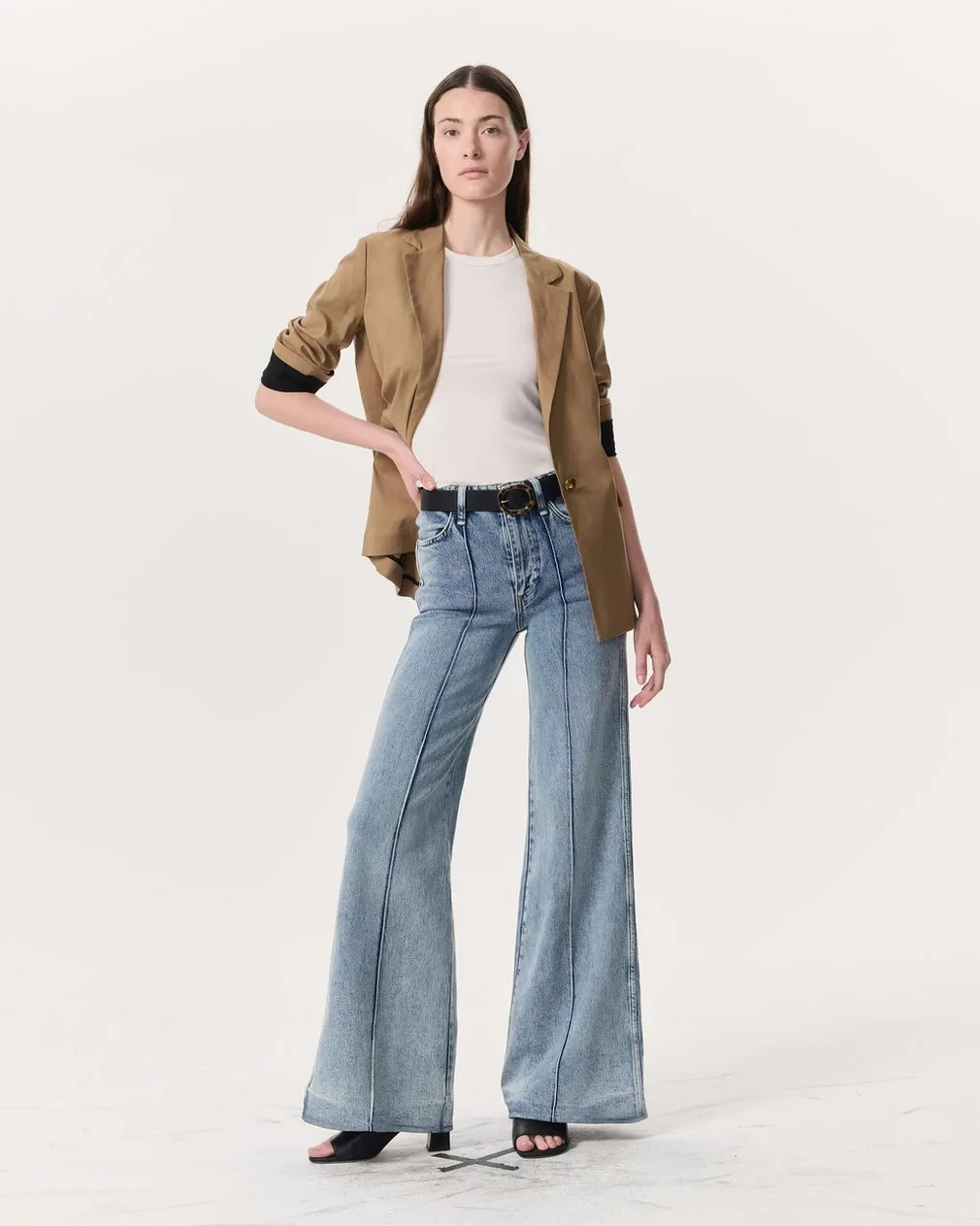 $328 RAG & BONE - Clementine Blue Skylar Wide Leg Flare Jeans - Womens 23 x 34.5