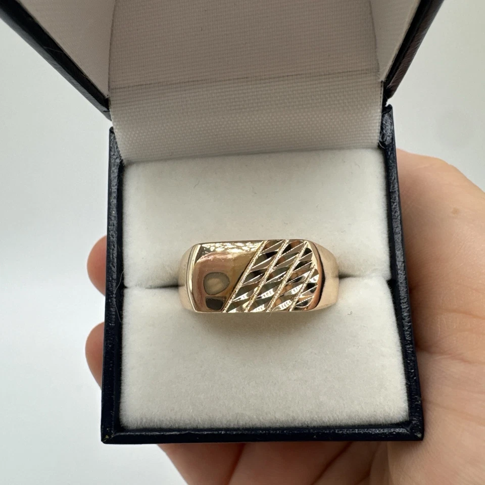 14CT ROLLED Gold Bonded Ring Hallmarked 585RG Etched Size Unisex Gift - Image 2 of 4