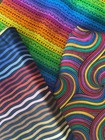 LOT of 3 FABRICS in BRIGHT Rainbow COLORS diff designs that coordinate 3+ YARDS — photo 2