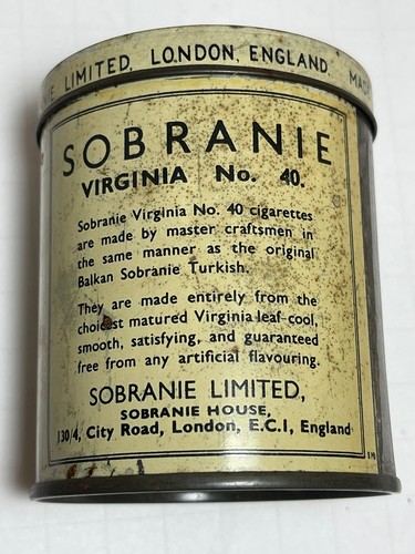 De colección Sobranie Virginia No. LATA DE TABACO 40 cigarrillos Inglaterra vacía - Imagen 16 de 20
