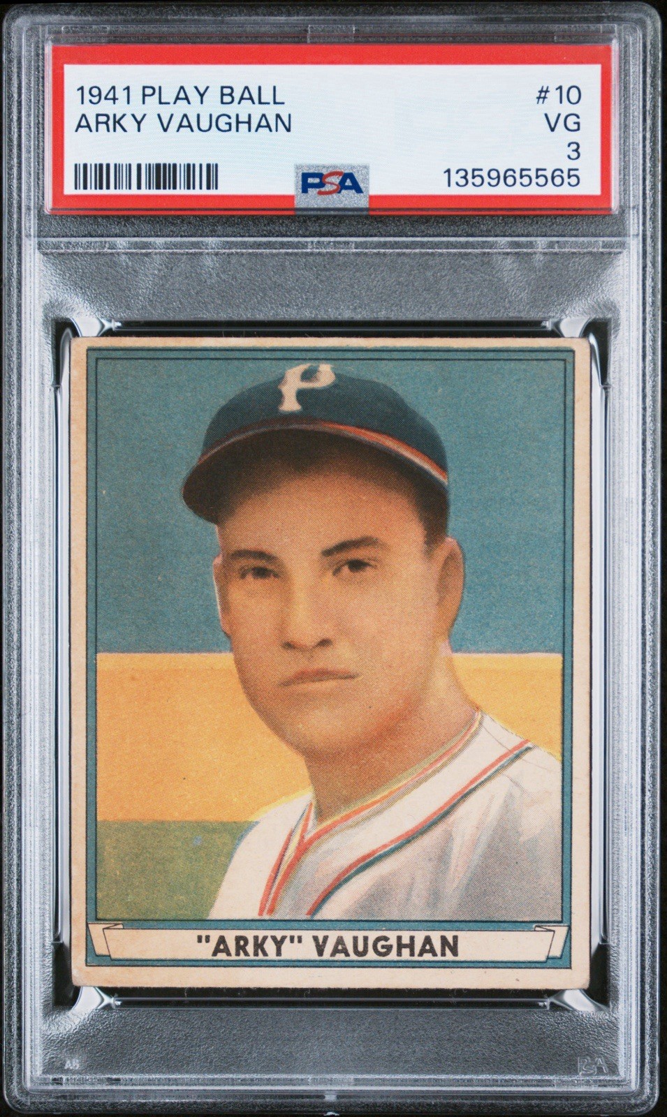 1941 Play Ball Arky Vaughan #10 PSA 3 VG Pittsburgh Pirates HOF