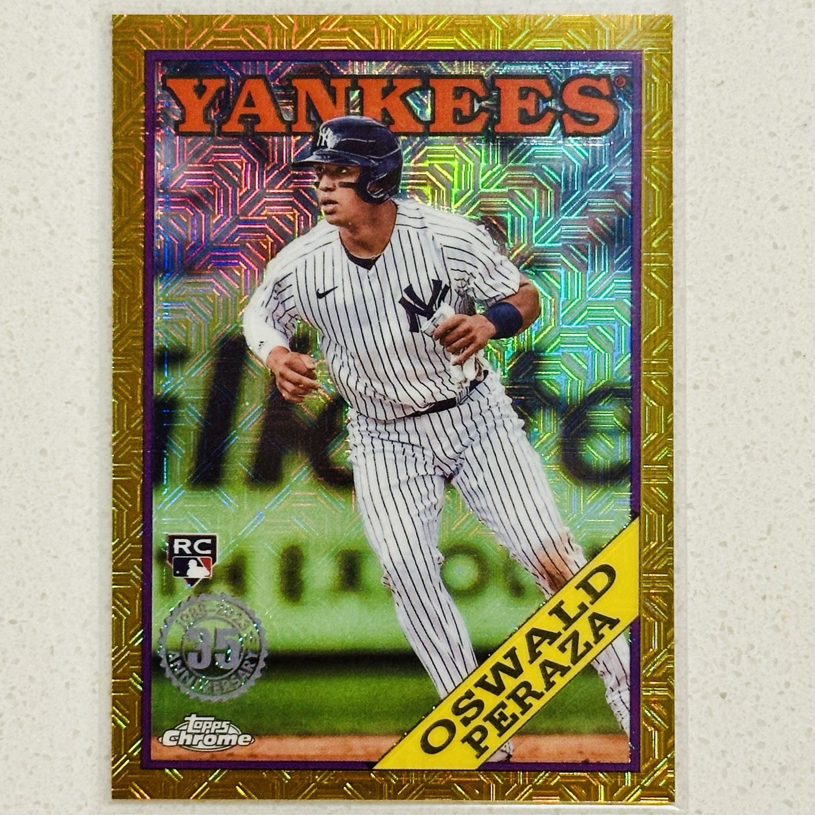 2023 Topps Silver Pack 1988 Chrome Mojo Gold Refractor #19/50 Oswald Peraza (RC)