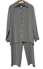 Sag Harbor Dress Pant Suit Gray Sz 14 Jacket, Sz 16 Elastic High Pleated Slacks