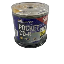 Vintage Memorex Pocket CD-R 50 Pack 8cm Mini 210MB 24x Sealed Spindle Blank