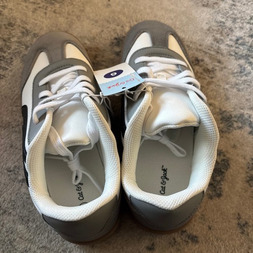 Cat and Jack Boys Size 6 Youth Boston Retro Court Sneakers White Gray NEW - Picture 3 of 6