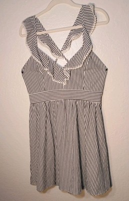 NWT Stella Laguna Beach Striped Open-Back Pom Pom Dress - Size L