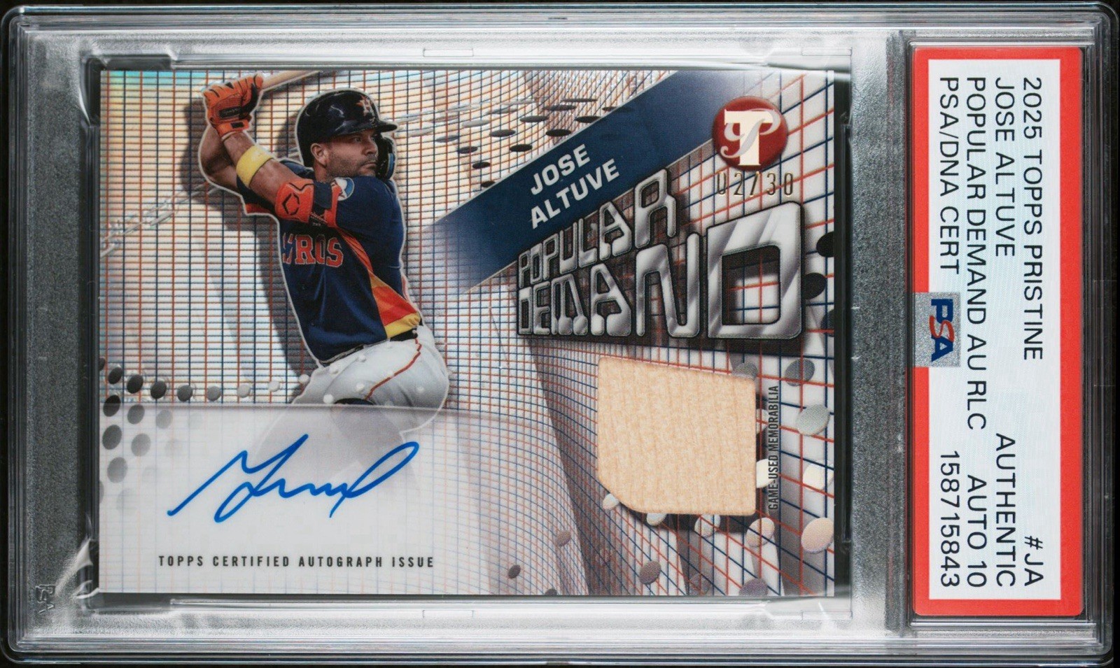 2025 TOPPS PRISTINE JOSE ALTUVE POPULAR DEMAND AUTO RLC LOW POP PSA AUTHENTIC view 1