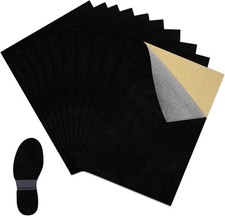 10 Pcs Stick-on Faux Suede Soles for Dance Shoes, 11.8 x8.3 Black