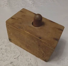 Antique Primitive Rectangular Wooden Butter Mold With Dovetail Corners