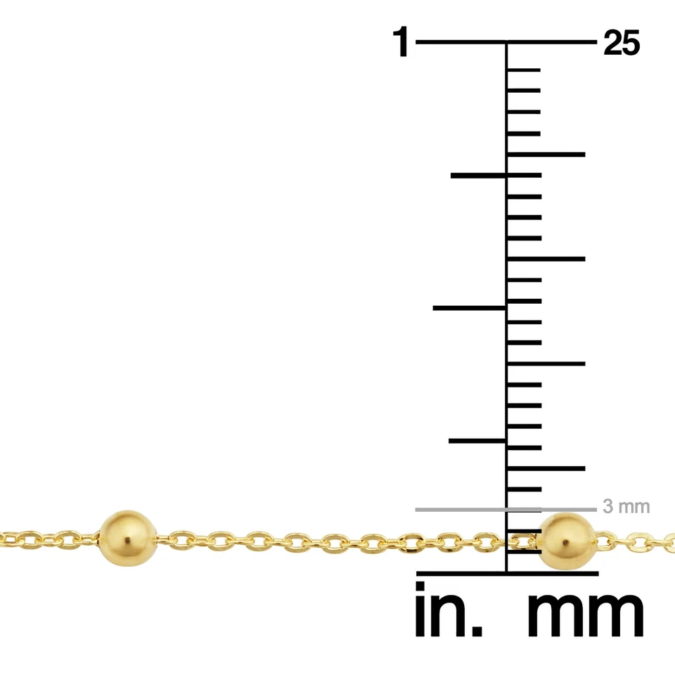14k Yellow Gold Filled Ball Station Satellite Necklace for Women 3 mm 20 inch - Image 4 of 4