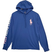 Polo Ralph Lauren Hoodie T Shirt Mens Small Blue Big Pony Embroidered Classic