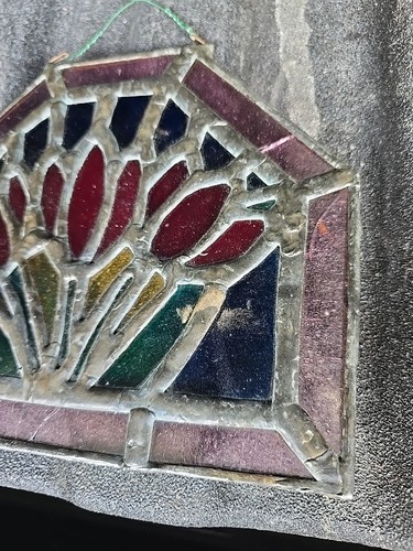 Antiguo tulipán rojo de soldadura con plomo ART DECO - Imagen 3 de 15
