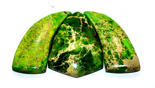 Yellow Green Sea Sediment Turquoise CABOCHON 3 PCS Beads Set Imperial Jasper Cab - Picture 5 of 6