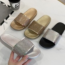 Women's Rhinestone Slides: Sparkly Outdoor & Beach Fashion Slippers