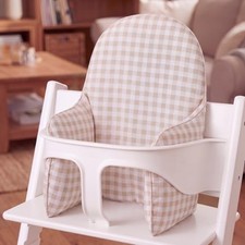 Ruffle Baby Highchair Cushion for Resuable High Chair Cover Beige Checkered