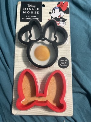 Disney 2021 Minnie Mouse 2pc Silicone Breakfast Mold Rings for Eggs Pancakes