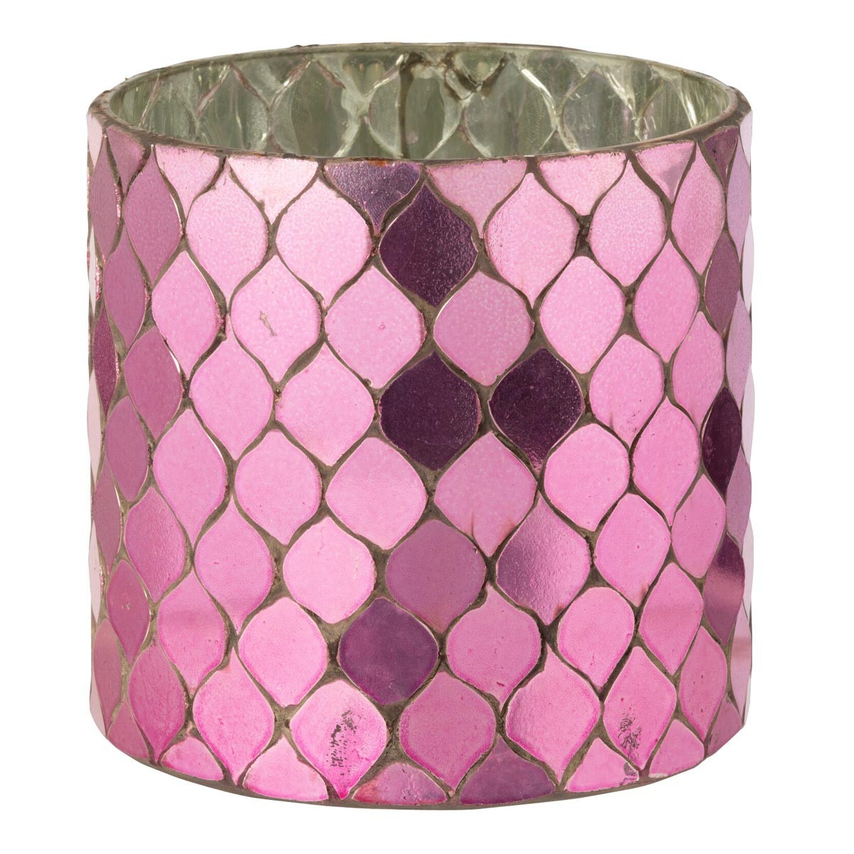 Photophore mosaïque fuchsia Pop 12cm pour briser la monotonie d'un salon trop sombre