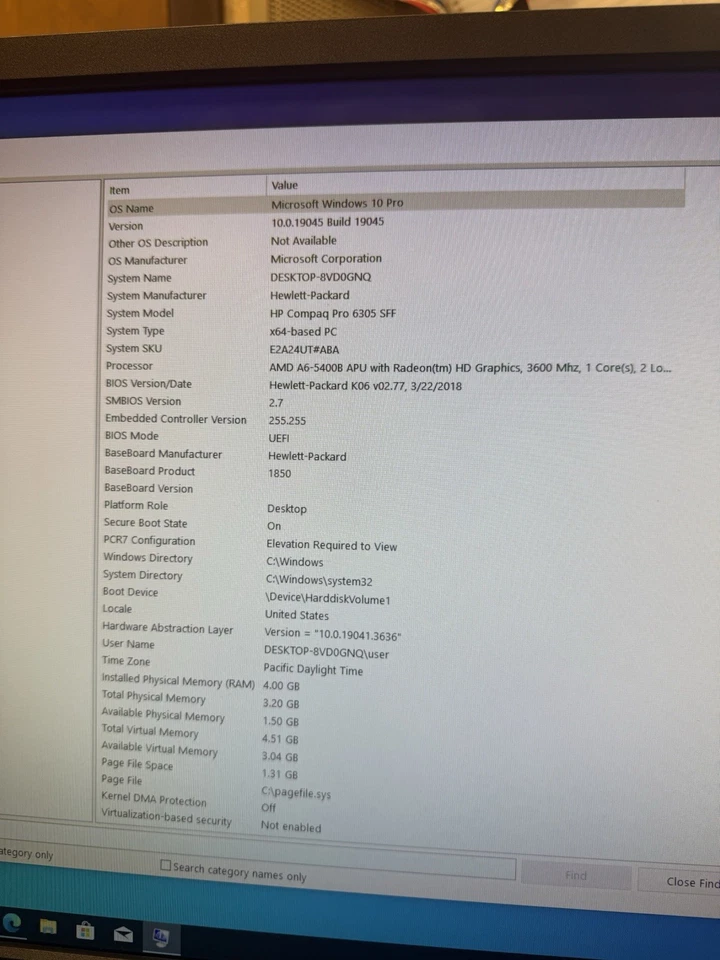HP Compaq Pro 6305 SFF | AMD A6-5400B 3,6 GHz | 4 GB RAM | 500 GB HDD Windows10Pro Foto 2 de 4