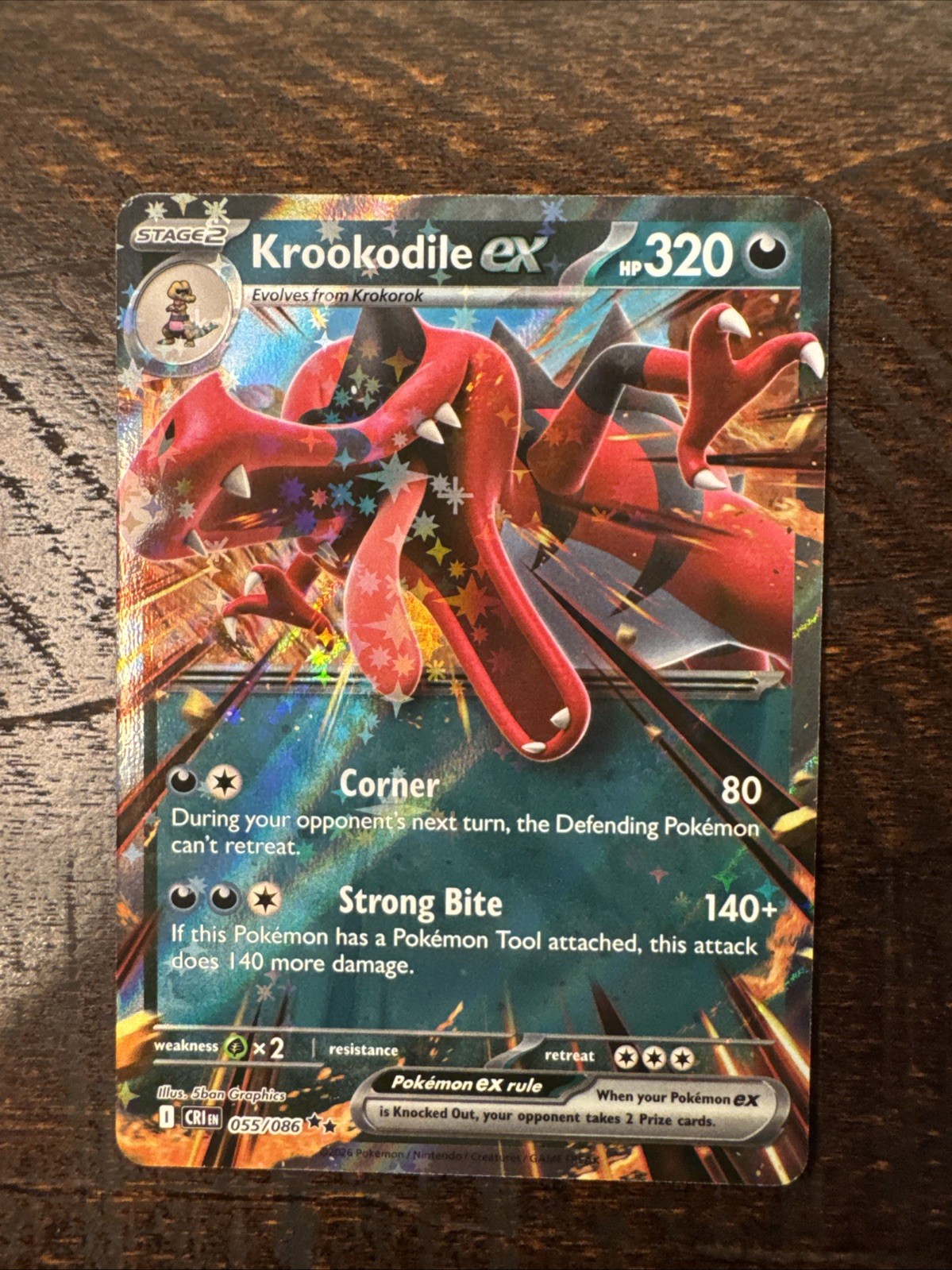 Krookodile ex 55/86 Double Rare Pokemon Chaos Rising ME04 NM IN HAND