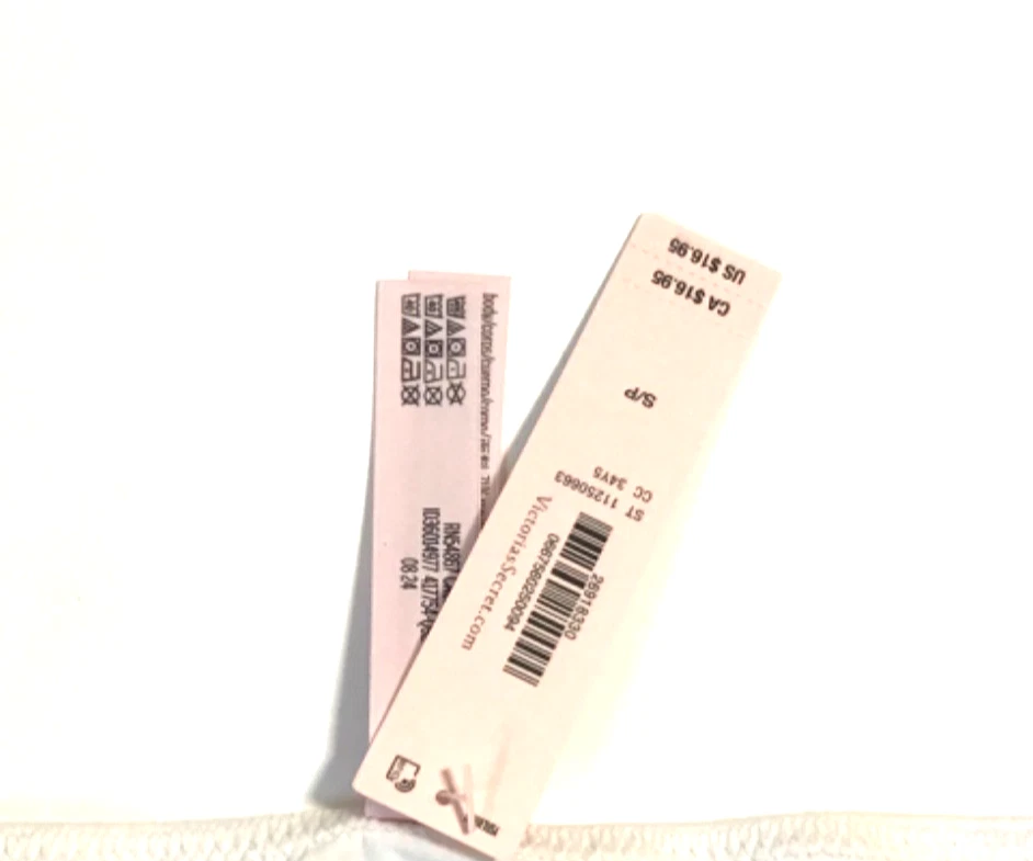 Victoria's Secret Women's String Bikini Panty Small Coconut White Lace Trim Rose - Image 4 of 4