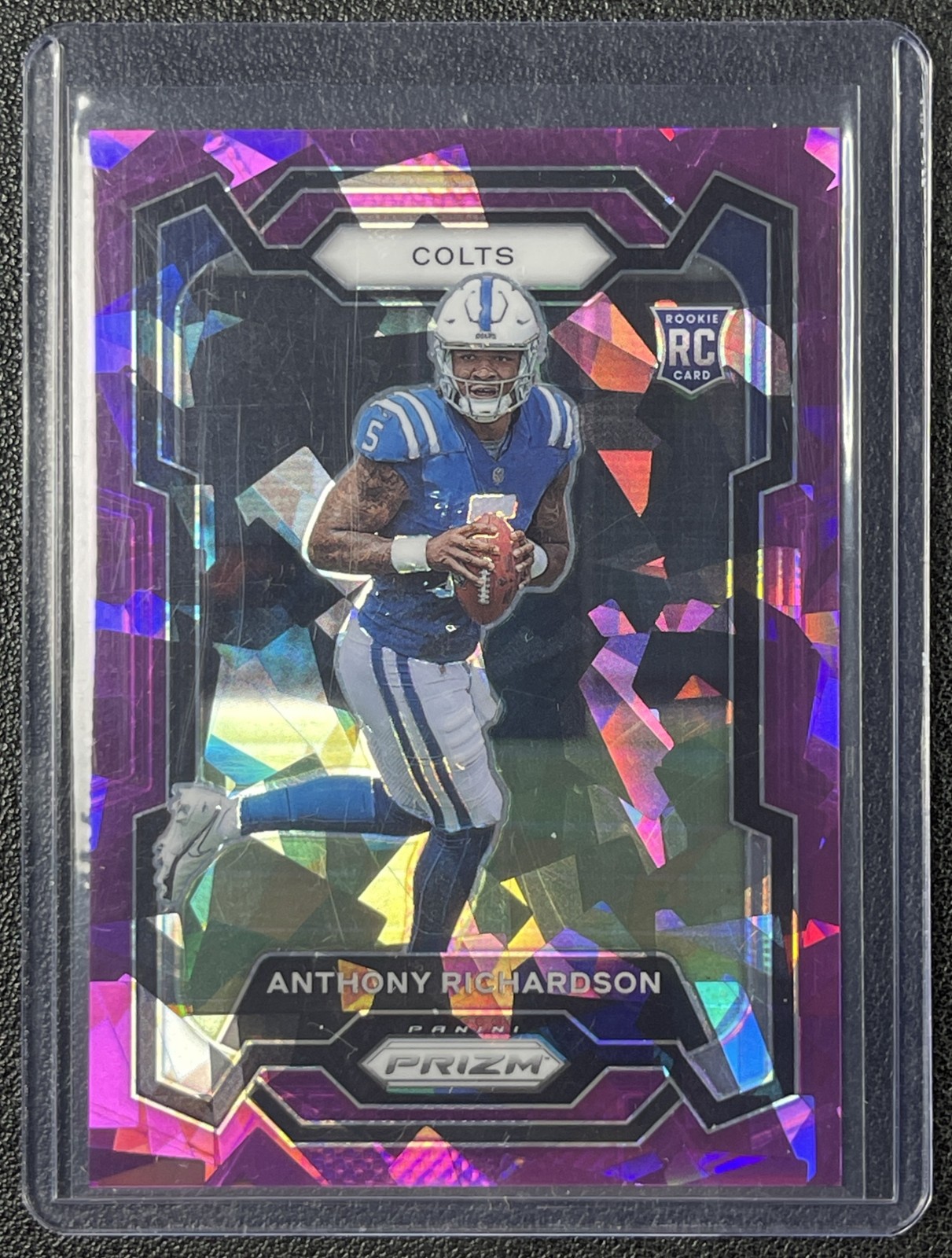 ANTHONY RICHARDSON 2023 PANINI PRIZM #343 ROOKIE PURPLE ICE RC 34/225 COLTS