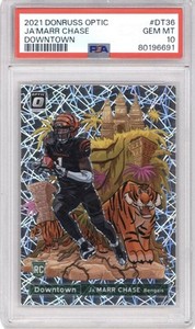 JA'MARR CHASE 2021 DONRUSS OPTIC #36 RC ROOKIE DOWNTOWN BENGALS PSA 10 RARE