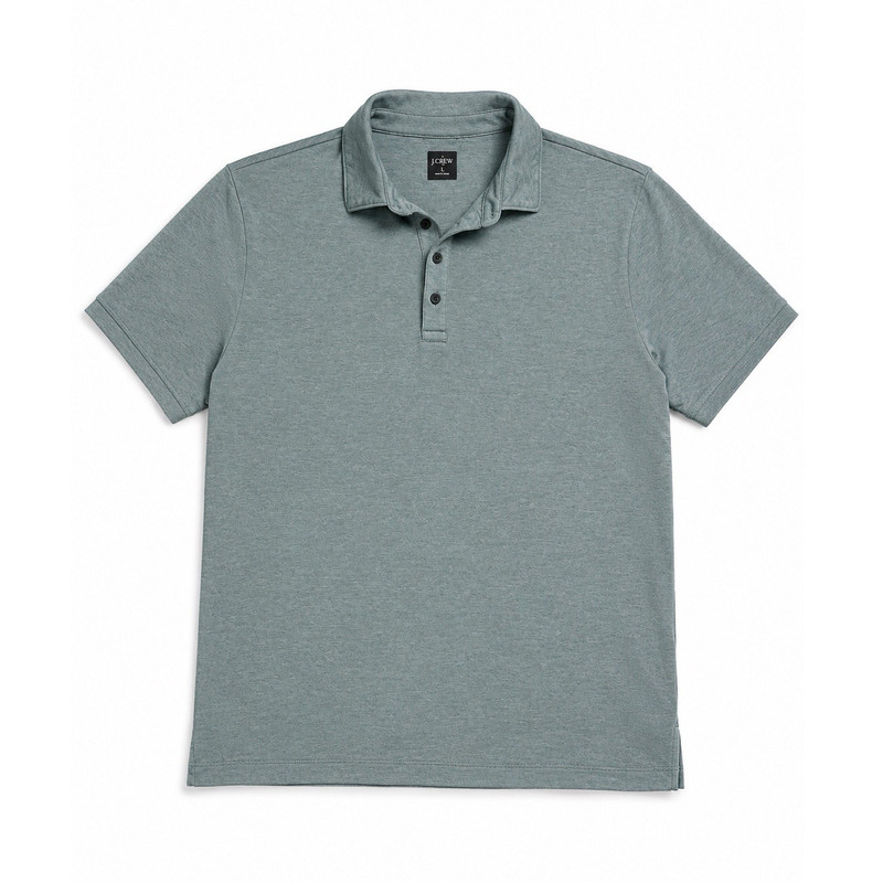 J.Crew Men's Gray Solid Collared Polo Shirt Short Sleeve Button Size L