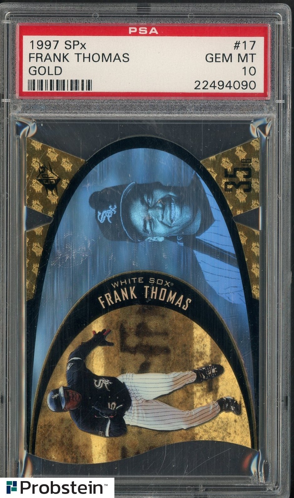 1997 SPX Frank Thomas Gold White Sox HOF #17 PSA 10 GEM MINT view 1