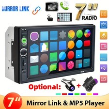 7" Double 2 DIN Car MP5 Player Bluetooth Touch Screen Stereo Radio With Camera