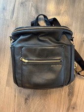 Fawn Design The Mini Diaper Bag Black Backpack Pebbled Faux Leather Satchel