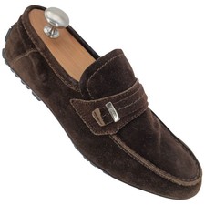 Gucci Italy Brown Suede Leather Driving Loafers Mens 8 Designer Dress Loafers