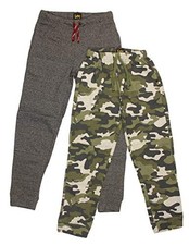 LEE Youth Boy's 2-Pack Jogger Pants Charcoal/Green Camo, Medium 14/16