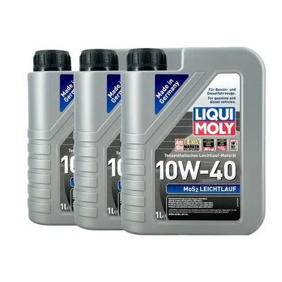 LIQUI MOLY Mos2 Leichtlauf 10W-40 Huile Moteur ACEA A3/B4, API SL, 3x1 Litre - Photo 1/3