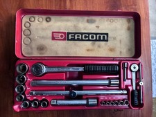 Facom Vintage Coffret Clé À Cliquet 1/4 + 1/2 Douilles Boîte 