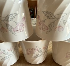 Vintage Corning Ware Floral Coffee Mugs Set 5 Pink Gray Made USA Cups