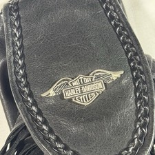 Vintage Harley Davidson Leather Bag with Fringes and Unique Silver Logo