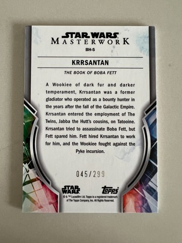 2022 Topps Star Wars Masterwork #BH-5 Krrsantan Bounty Hunters RAINBOW FOIL /299 - Picture 2 of 2