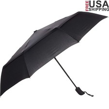Compact Automatic Travel Umbrella Soft Grip Handle Vented Design Steel Frame New