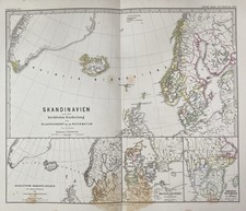 antica carta storica: chiesa scandinava diocesi incisione su rame 1879