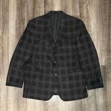 Jos. A. Bank Traveler Tailored Fit Plaid Wool Blend Sport Coat - 46L