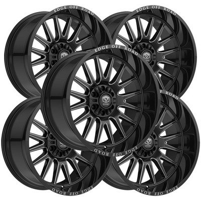 (Set of 5) Edge Off-Road 305BM 20x10 5x5''/5x5.5'' -12mm Black/Milled Wheels Rims